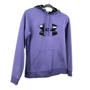 Under Armour Womens Loose Fit Purple Hoodie With Black Camo Logo Size M